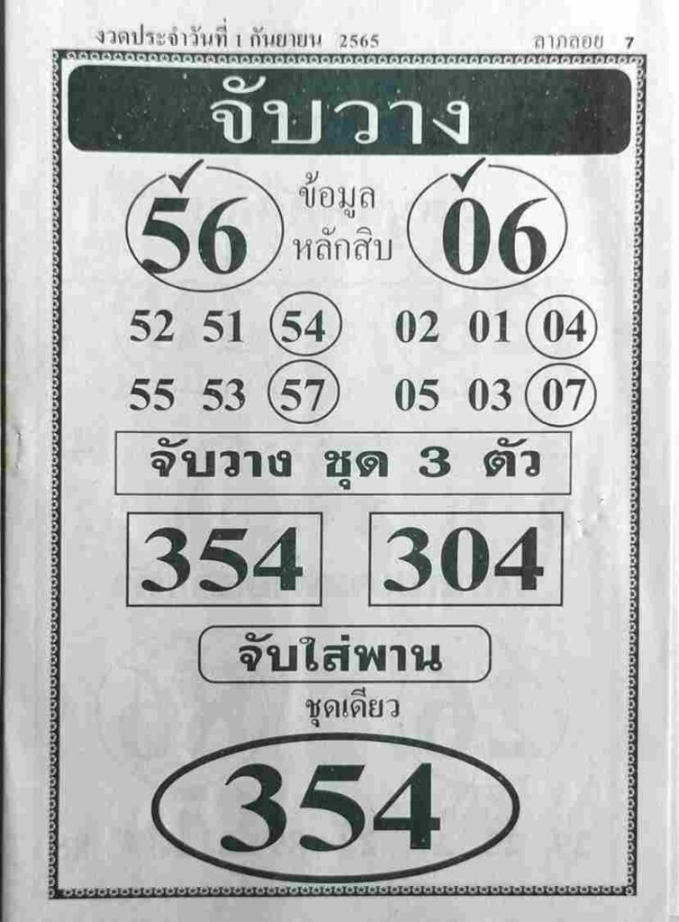 เลขเด็ด หวยจับวาง1-9-65