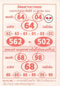 เลขเด็ด หวยลาภลอย16-10-65