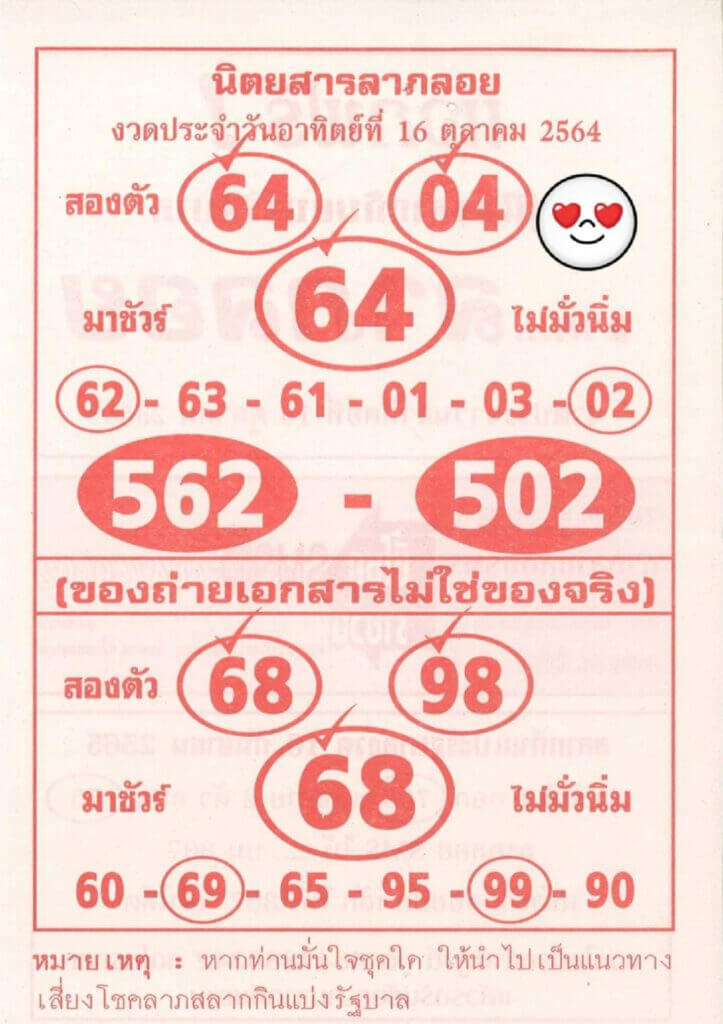 เลขเด็ด หวยลาภลอย16-10-65