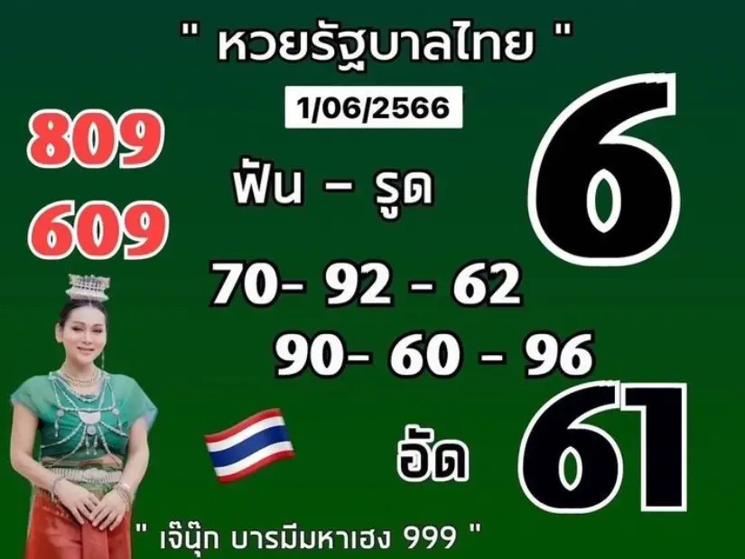 หวยเจ๊นุ๊ก 1-6-66