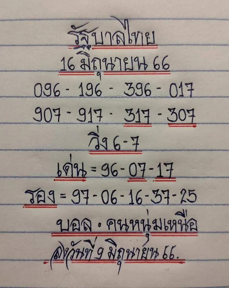 หวยมิสเตอร์บอล 16-6-66