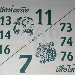 หวยสิงห์เหนือเสือใต้ 1-7-66